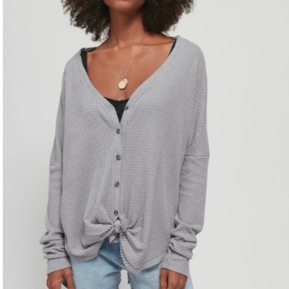 Urban Outfitters Burnt Orange Waffle Knit Cardigan